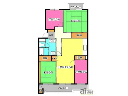 つつじ野団地 1街区 22号棟(4LDK/5階)の間取り写真