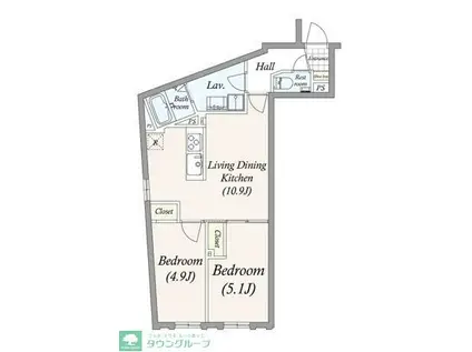 GRAN PASEO三宿II(2LDK/3階)の間取り写真