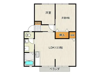 バンブーヒル(2LDK/2階)の間取り写真