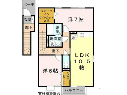 リバーサイド市川 B棟(2LDK/2階)の間取り写真