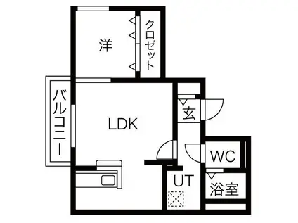 エアフォルク八軒(1LDK/3階)の間取り写真