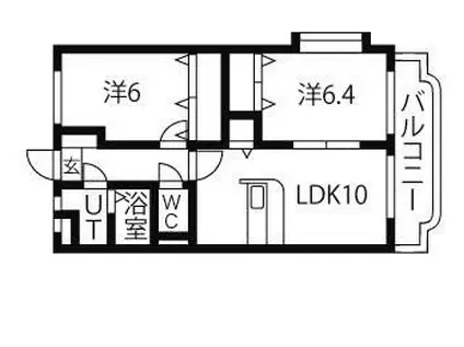 アクエリアス丸井(2LDK/3階)の間取り写真