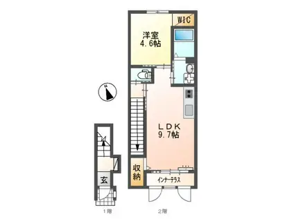 昴ノース(1LDK/2階)の間取り写真