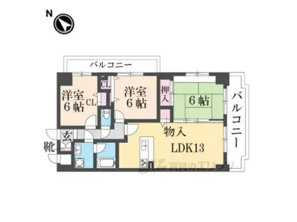 エール豊岡(3LDK/8階)の間取り写真