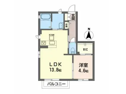 ハピアI(1LDK/1階)の間取り写真
