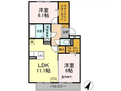 グラマードマレVIIB(2LDK/2階)の間取り写真