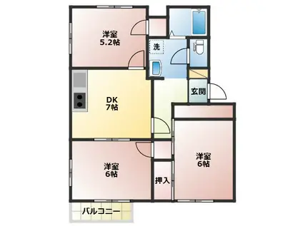 CHIKEN KIZUNA COURT(3DK/1階)の間取り写真