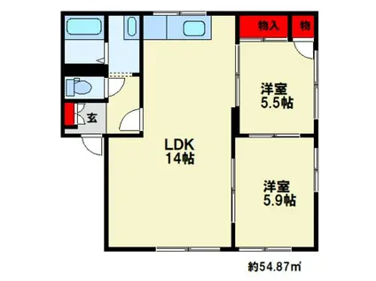 フォレスト・シローズ(2LDK/1階)の間取り写真