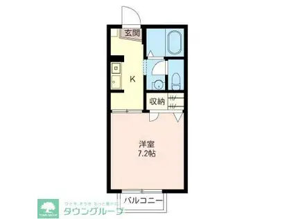 コーポリバーサイド(1K/2階)の間取り写真