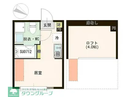 ハーモニーテラス白鷺II(ワンルーム/1階)の間取り写真
