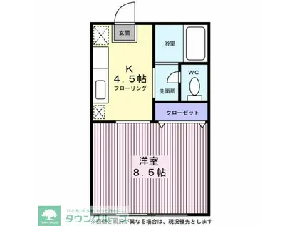 アップルTREE(1K/2階)の間取り写真