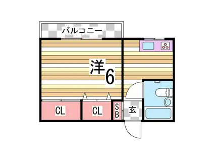 レシア西舞子(1K/2階)の間取り写真