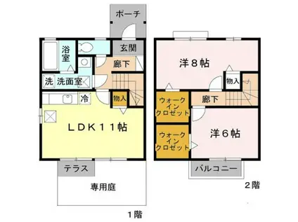 ツインコート A棟(2LDK/1階)の間取り写真