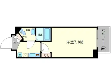 ラシュレエグゼ難波南(1K/12階)の間取り写真