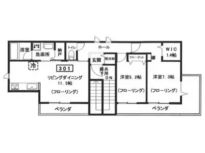 仮へーベルメゾン中央5丁目南棟(2LDK/3階)の間取り写真