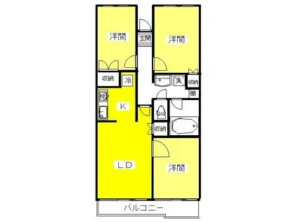 北千住スカイハイツ(3LDK/4階)の間取り写真