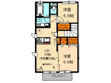 リドール(2LDK/2階)の間取り写真