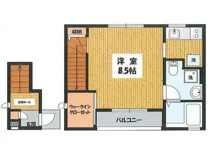 蓼科荘 A-(1K/1階)の間取り写真