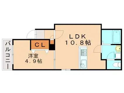 リテラ大楠ウーノ(1LDK/3階)の間取り写真