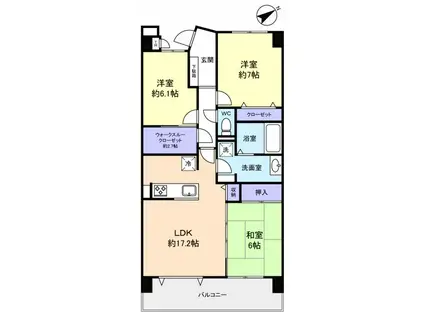 アルファグランデ八千代中央(3LDK/6階)の間取り写真