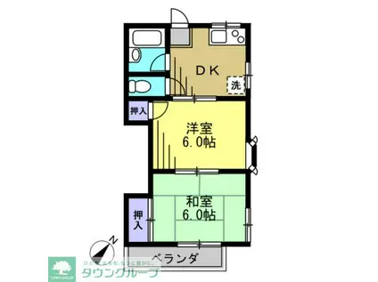 ソレム守屋II(2DK/1階)の間取り写真