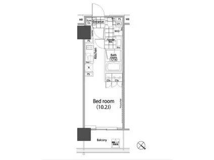 パークハビオ赤坂タワー(ワンルーム/18階)の間取り写真