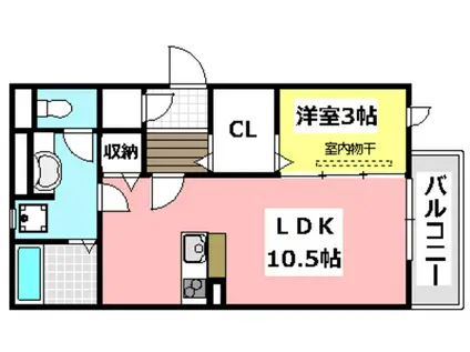 FLARE・正雀(1LDK/3階)の間取り写真
