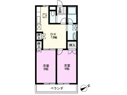 メゾンシャルム(2DK/1階)の間取り写真