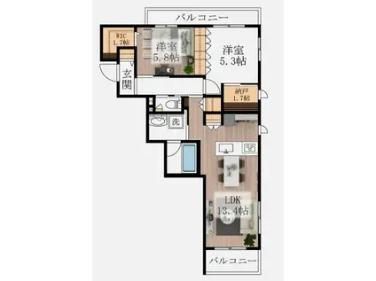 AVENIR K(2SLDK/3階)の間取り写真