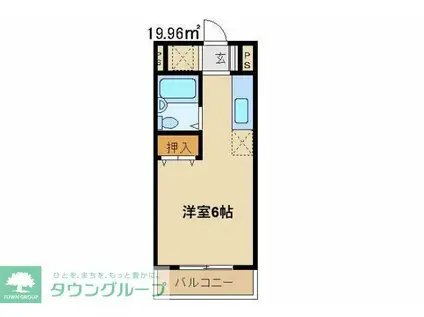 エステートピア夕雨(ワンルーム/1階)の間取り写真