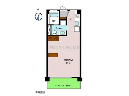 ヴィラオリンポス(ワンルーム/1階)の間取り写真