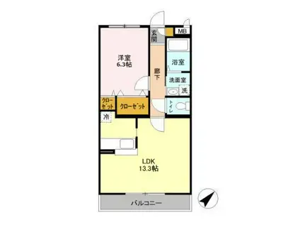 エスペランサ(1LDK/4階)の間取り写真