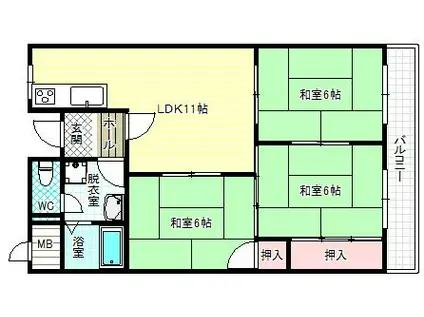 ドリーム松村(3LDK/4階)の間取り写真