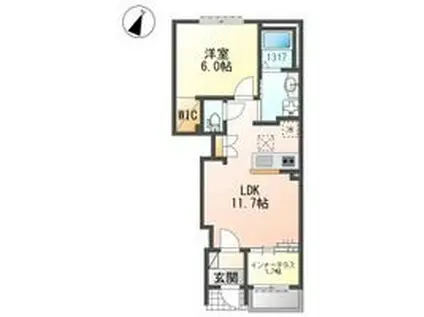 岡崎市東蔵前町アパート(1LDK/1階)の間取り写真