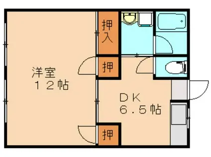 リード鳥羽(1DK/1階)の間取り写真