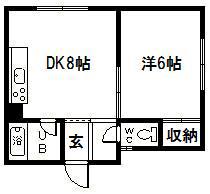 ハイツむらなか(1DK/2階)の間取り写真