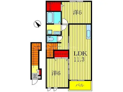 ラグーナB(2LDK/2階)の間取り写真