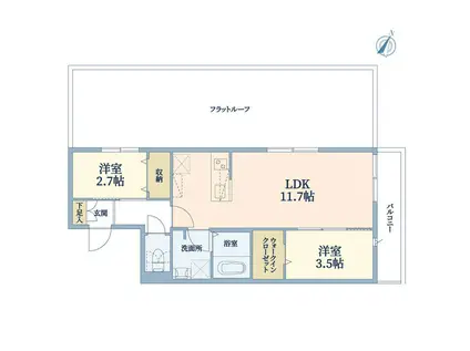 ウェルスクエア渋谷本町(2LDK/3階)の間取り写真