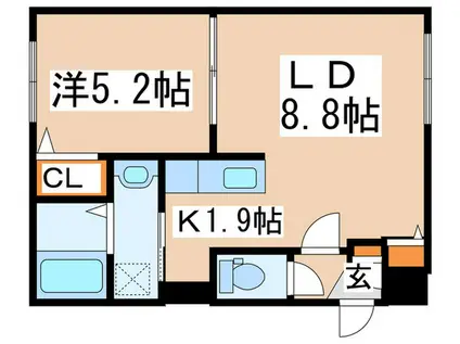 GRADO(1LDK/3階)の間取り写真