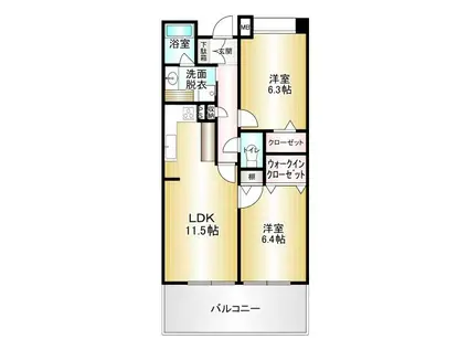 エバーライフリバーサイド弐番館(2LDK/5階)の間取り写真