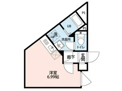 AXIS西日暮里(ワンルーム/2階)の間取り写真