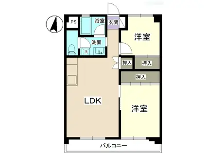 ヴィレッティーナ可児(2LDK/2階)の間取り写真