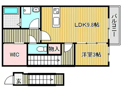 メゾンドプルミエール(1LDK/2階)の間取り写真