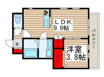 クオーレ(1LDK/1階)の間取り写真