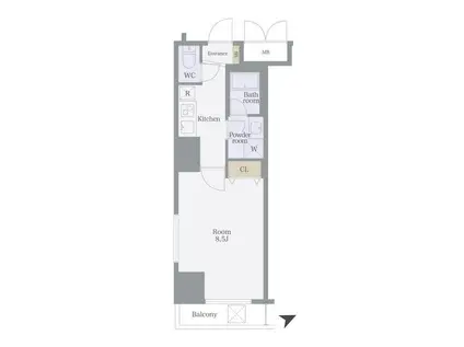 グランフォース上野入谷(1K/2階)の間取り写真