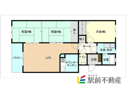 オリンピア五条(3LDK/3階)の間取り写真