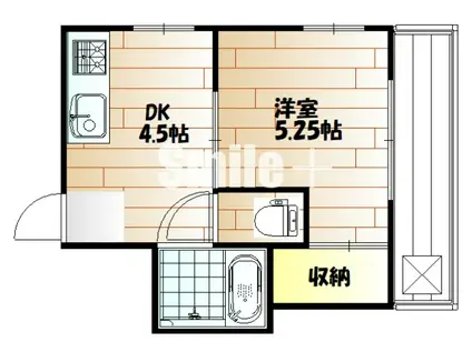 ASK3(1DK/2階)の間取り写真