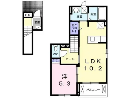ペペルモコ(1LDK/2階)の間取り写真