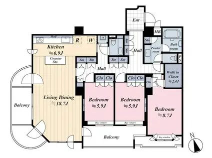 モナージュ戸越公園(3LDK/2階)の間取り写真