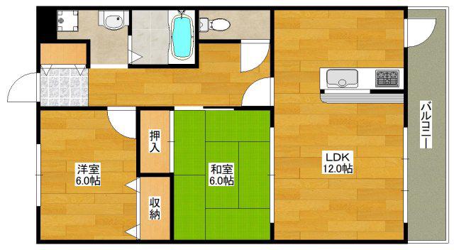 コンフォート・緑地(2LDK/3階)の間取り写真